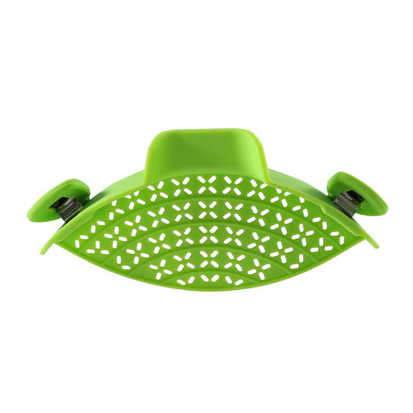 Green silicone pot side drain stopper for easy and safe kitchen draining