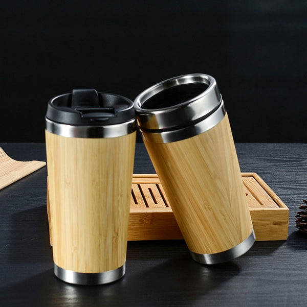 Eco-Friendly Bamboo Coffee Cup – Reusable Travel Mug with Lid for Hot & Cold Drinks