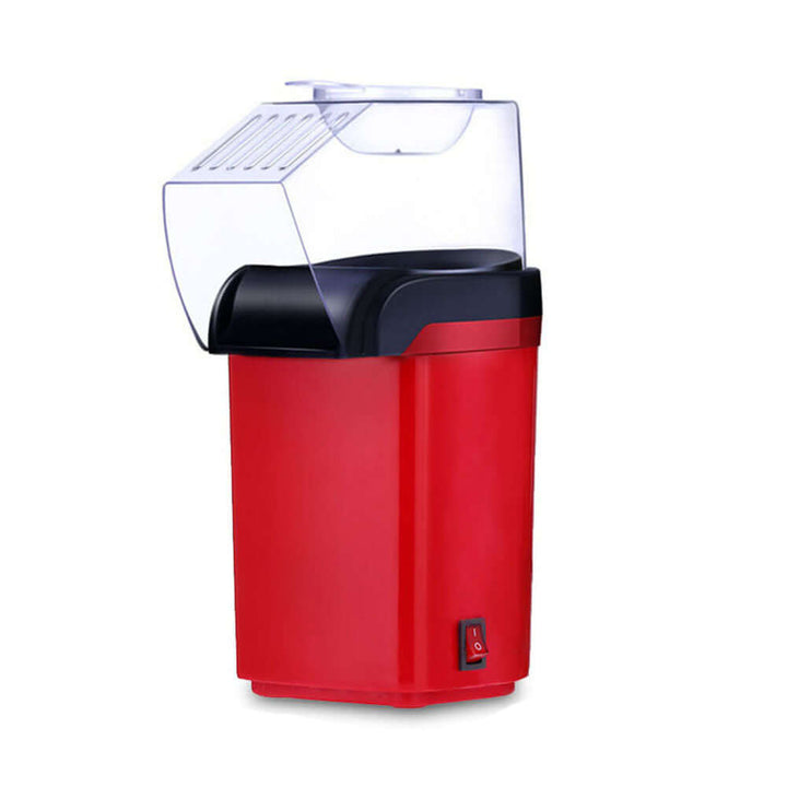 Red Vavilion popcorn maker machine for home kitchens, compact and efficient, ideal for eco-friendly smart living and modern decor.