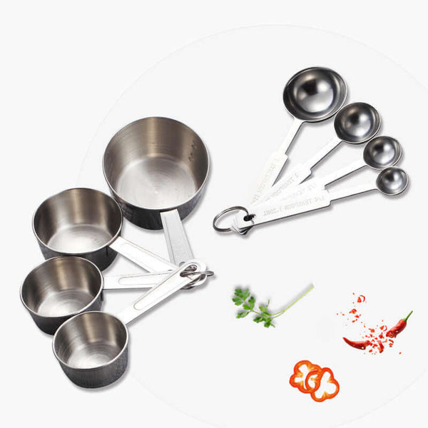 Baking Measuring Spoon Set in stainless steel, ideal for precise measurements in cooking and baking.