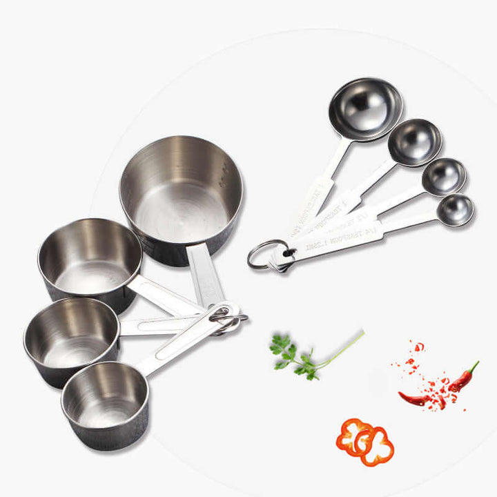 Baking Measuring Spoon Set in stainless steel, ideal for precise measurements in cooking and baking.