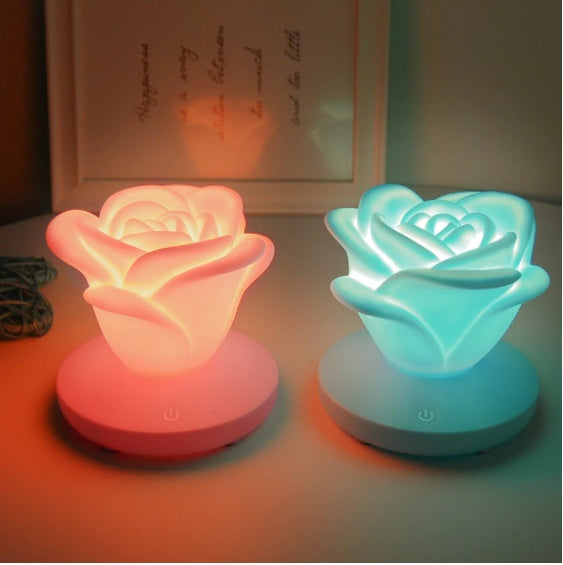 Romantic Rose-Shaped Night Light | 3 Lighting Levels Touch Dimmer for Valentine's Day