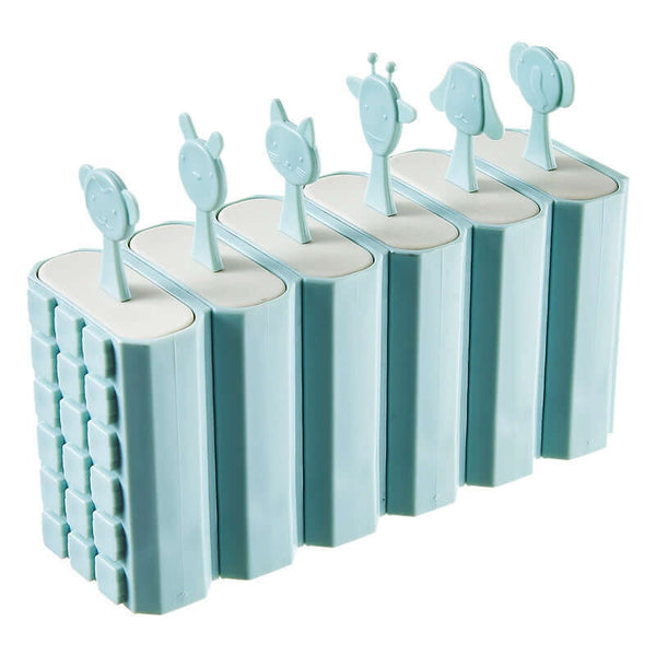 DIY homemade ice cream molds in teal, featuring playful animal-shaped lids, perfect for personalized frozen treats.