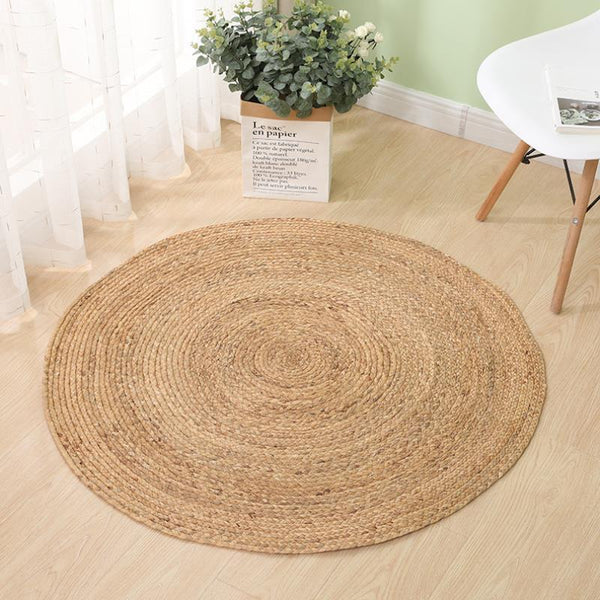 Round Rattan Carpet – Woven Water Grass Mat for Bedroom & Living Room