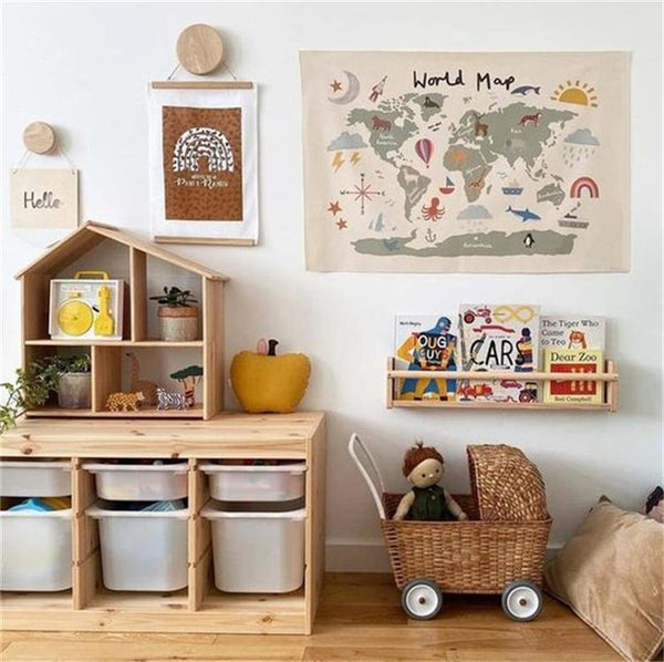 Map Wall Decoration – Educational Europe & America Map for Kids’ Room