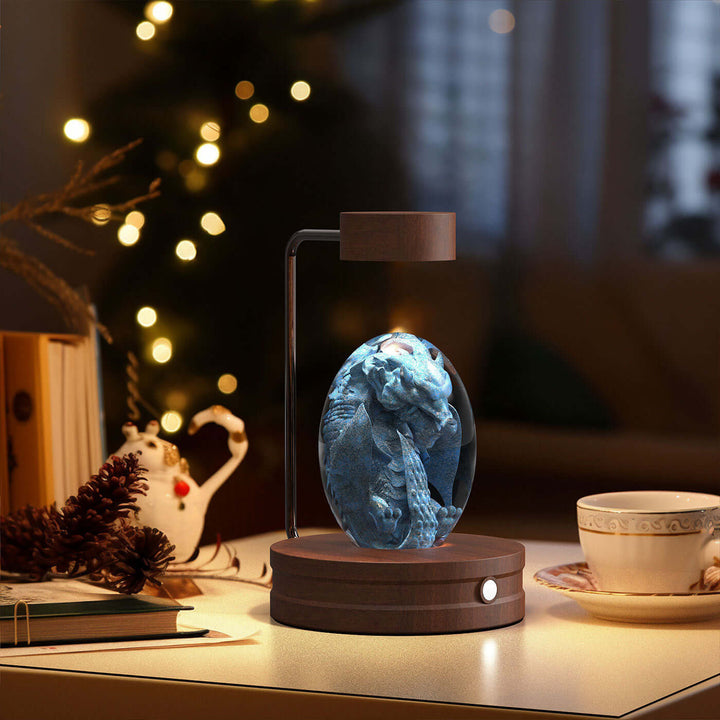 Crystal Ball Night Light with dinosaur pattern, cozy ambiance, USB-powered, perfect for Japandi style and biophilic design spaces.