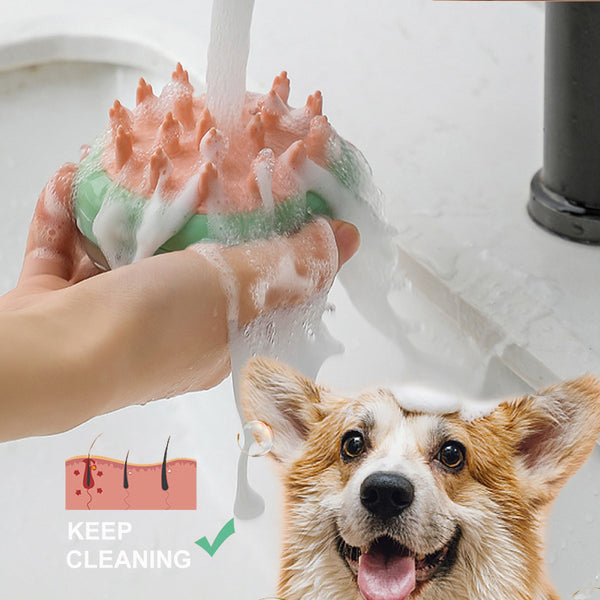 2-in-1 Pet Cleaning & Grooming Brush – Shampoo Soap Dispenser for Cats & Dogs