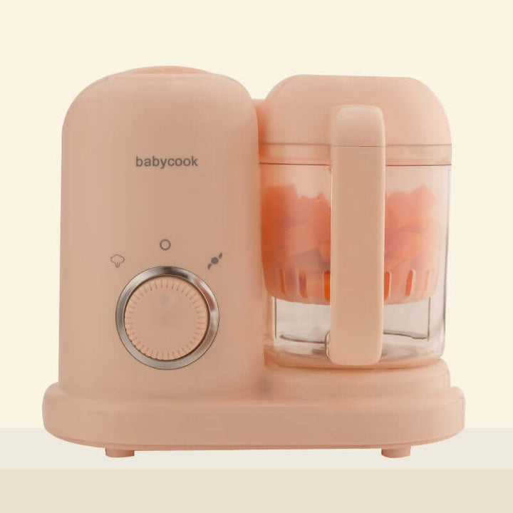 Baby Food Processor 2-in-1 Steamer and Blender in pastel pink, designed for homemade baby meals with fresh and nutritious textures.