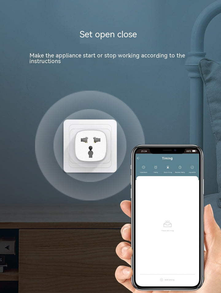 Smart Home Socket - Remote Control EU & UK Plug Adapter with Timer