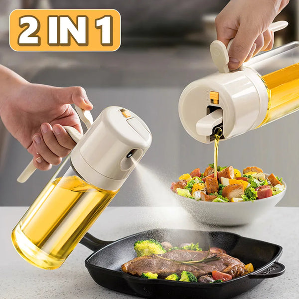 2-in-1 Oil Sprayer & Dispenser – BBQ, Cooking, Olive Oil & Vinegar Mister