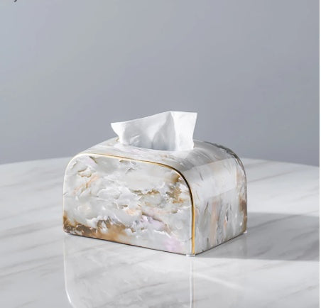 Light Luxury Marbled Paper Towel Box – Elegant Dining & Coffee Table Decor