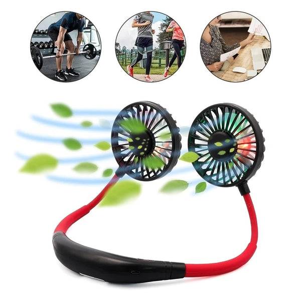 Mini Portable Neckband Fan | USB Rechargeable Double Fans with Aroma & Air Cooler