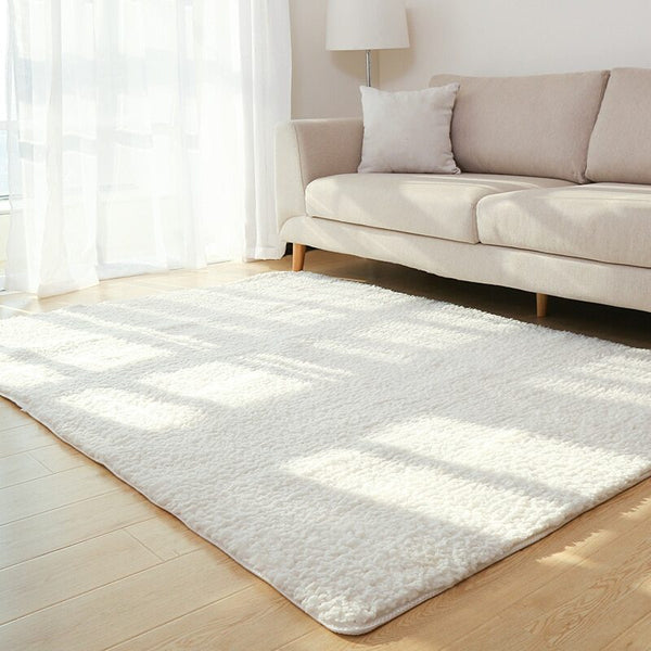 Fluffy White Living Room Rug – Soft Plush Carpet for Home Decor & Comfort