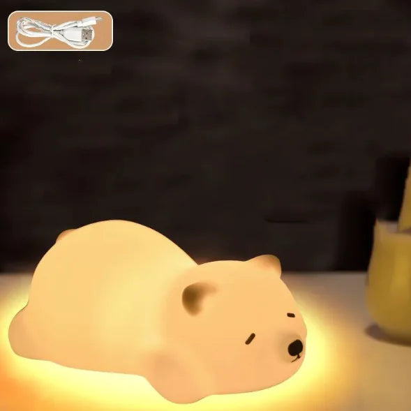 Soft silicone night light for kids with squeezable sensory toy design