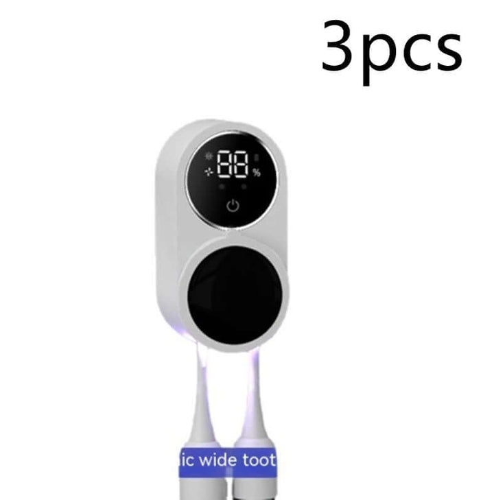 UV Toothbrush Sanitizer with Intelligent Sensor, 3-piece set, featuring digital display for hygienic and convenient oral care.