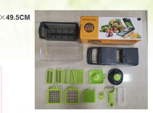 Household Kitchen Vegetable Cutter with interchangeable stainless steel blades and durable design for versatile food prep.