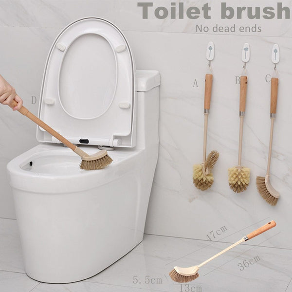 Wooden Household Handle Toilet Brush | Bathroom & Kitchen Floor Cleaning Brush