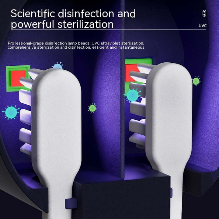 UV toothbrush sanitizer with intelligent sensor for hygienic teeth cleaning.