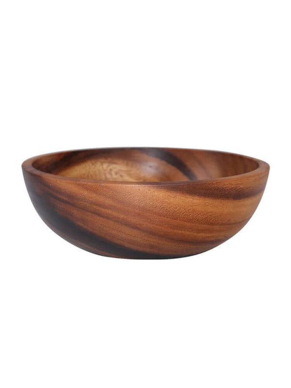 Natural wooden salad bowl made from sustainable materials, perfect for biophilic design and eco-friendly kitchens.