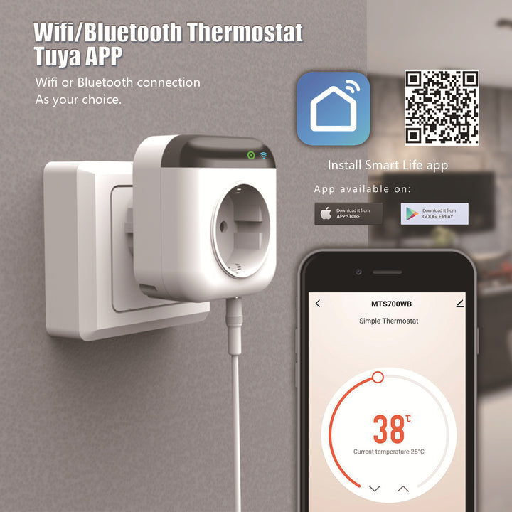 Tuya Temperature Control Switch Socket - Smart WiFi Outlet with Temperature Sensor