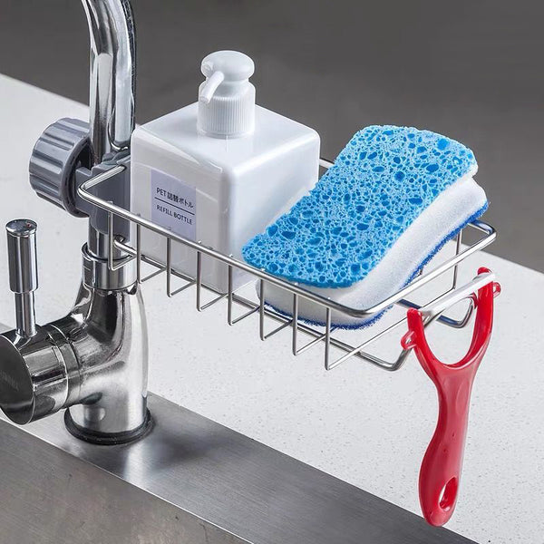 Adjustable Sink Drain Rack | Sponge Storage & Faucet Organizer