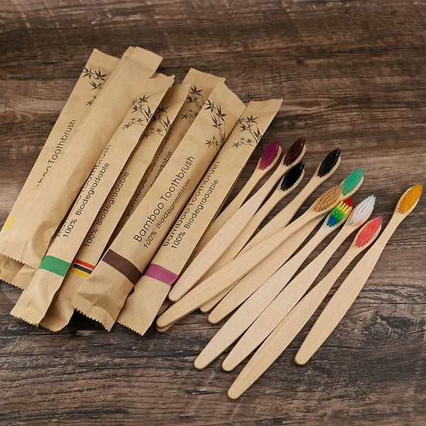 10pcs Bamboo Colorful Toothbrush