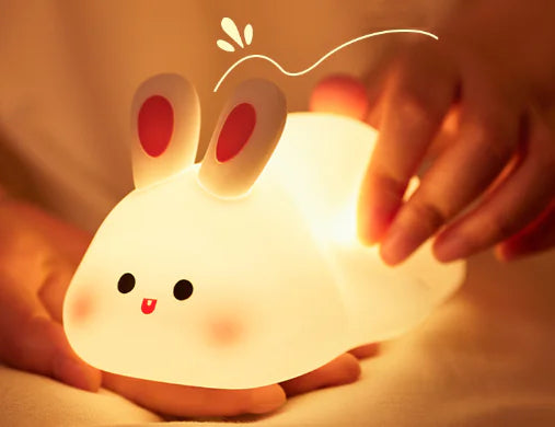 Adorable sheep silicone night light with rechargeable and dimmable features, perfect for kids' bedrooms. Safe and cuddly design.