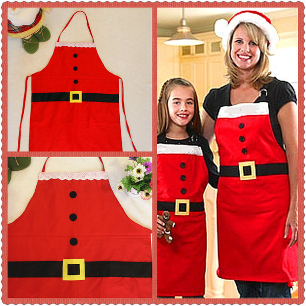 Red Merry Christmas Apron – Festive Kitchen Apron for Women & Girls