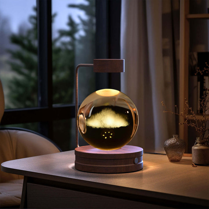 Crystal Ball Night Light with warm LED, textured 3D design on a bedside table; perfect for cozy, biophilic room decor.