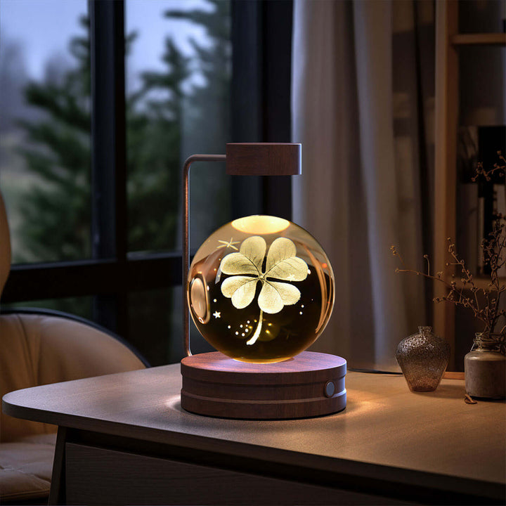 Crystal Ball Night Light on a desk with warm glowing 3D design, perfect for cozy reading nooks and Japandi-inspired decor.