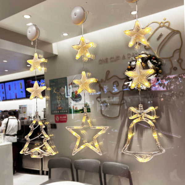 3pcs LED Light Star Xmas Tree Hanging Ornaments – Window & Home Decor