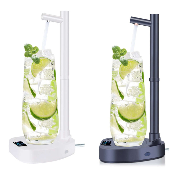 Automatic water dispenser with sleek design, featuring white and black models, ideal for easy use in homes and offices.