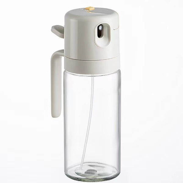 2-in-1 Oil Sprayer & Dispenser for cooking, BBQ, olive oil, and vinegar use; sleek, sustainable design; multifunctional kitchen gadget.