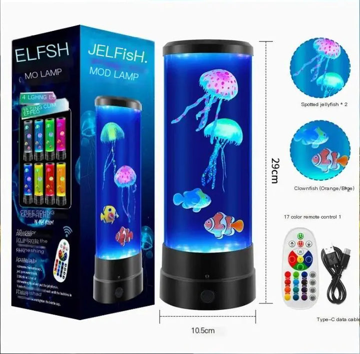 Color Changing LED Jellyfish Aquarium Night Light with vibrant display and remote control, ideal for stylish home decor and relaxation.