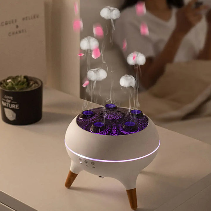 Jellyfish-shaped humidifier with essential oil diffusion and color changing lights