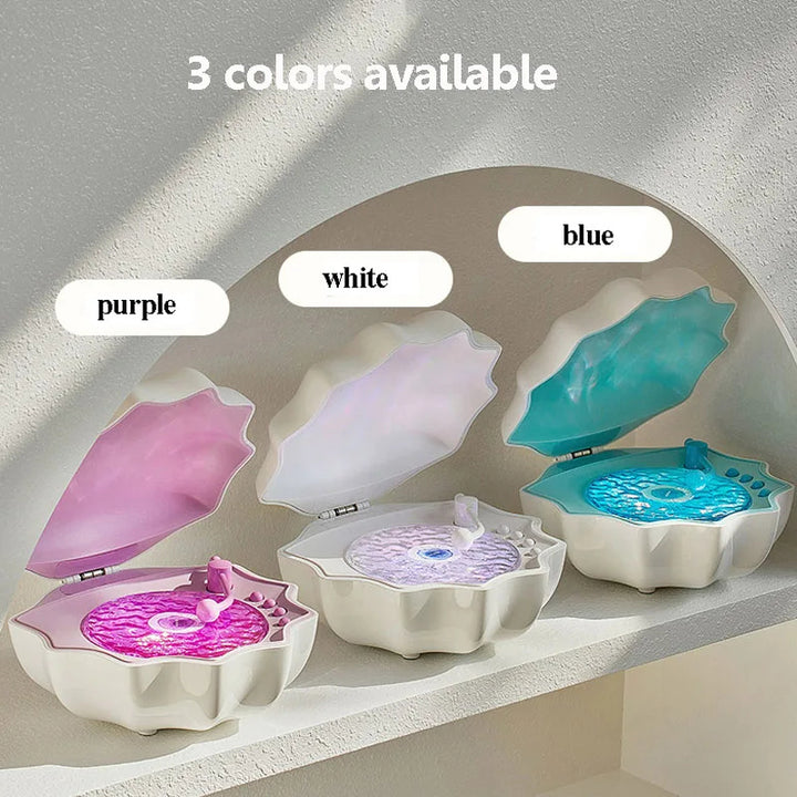 Retro vinyl-style Bluetooth speaker with white noise and color light projection