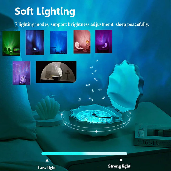 Retro vinyl-style Bluetooth speaker with white noise and color light projection