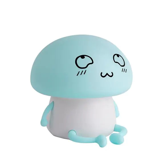 Mushroom Night Light | Rechargeable Touch LED Lamp with cute cartoon design in soft blue color, perfect for nursery or bedroom ambiance.